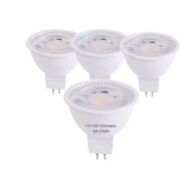 Imagem de CIKAMIO Lâmpada Led Mr16 Regulável 120V 110V 5W 2700K Spot Light Branco Quente Branco Suave Gu5.3 Cob 50W Lâmpada Halógena De Substituição Para Luminária De Rastreamento Mr16 (110-130V Regulável 270