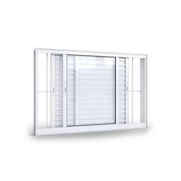 Imagem de Veneziana 3 Folhas Com Grade 120X120 Alumínio Branco Linha 25 Jade - B