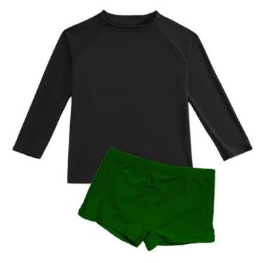 Imagem de Conjunto Camiseta UV + Sunga Infantil Para Meninos Crianças Praia Pisc
