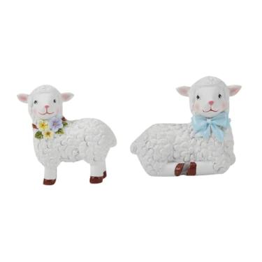 Imagem de Generic Acessórios para jardins Ovelha de estátua de estátua de escultura Animal Figuras da paisagem Ornamento para Flowerpot Micro paisagem Terrarium