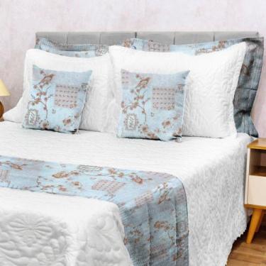 Imagem de Kit 5 Peças Decoração Sala Peseira Queen Piquet Cama Posta Luxo - Dryk