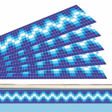 Imagem de Kit 21 Adesivos Piscina Azulejo Mosaico Ziguezague Azul 100x10cm - Res