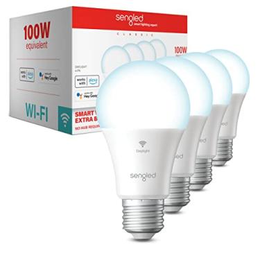 Imagem de Sengled Lâmpadas inteligentes, lâmpada WiFi equivalente a 100 W, lâmpadas inteligentes de alto brilho de 1500 LM que funcionam com Alexa Google, lâmpada regulável A19 Daylight 5000K Alexa, CRI>90, sem