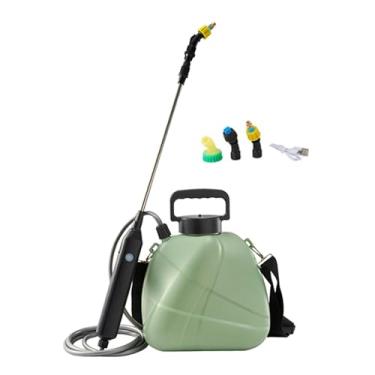 Imagem de IEUDNS 5 litros Planta elétrica Mister pulverizador USB Charging Bicos ajustável Varda extensível multifuncional para limpeza de jardinagem, Mangueira de 3 Metros Verde