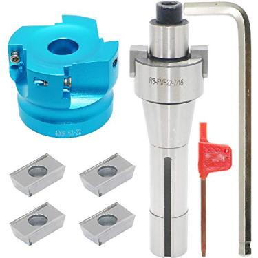 Imagem de Fresa de 6,5 cm de alumínio 400R 63 mm CNC Suporte de fresa de extremidade + haste R8-FMB22 Mandril de fresa frontal + 4 peças APKT1604 inserções de carboneto + chave hexagonal de 8 mm + chave T15 CNC