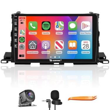 Imagem de Kunfine Car CarPlay Android Navegação Automática Rádio GPS Estéreo Câmera Reversa Tela IPS Touchscreen 10 polegadas Tablet Pad Pad Media Player para Toyota Highlander 2014-2019, se aplicável Quad Core