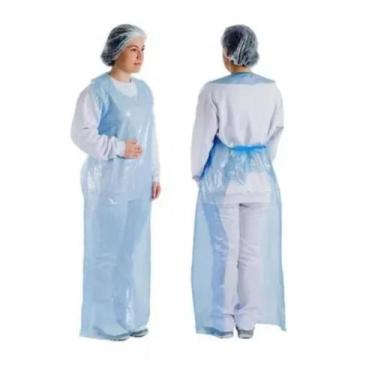 Imagem de Avental Plástico Descartál 1,50 X 0,80cm Azul 100 Unid. - Azefix