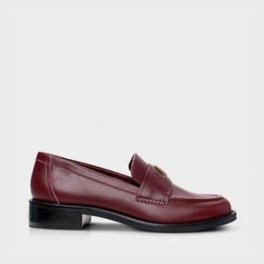 Imagem de Mocassim Carrano Loafer Icon Salto Bloco Couro Vinho Mahogany-Feminino