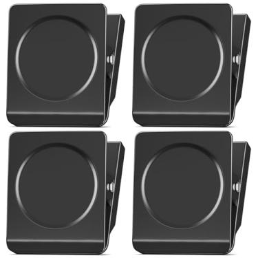 Imagem de FINDMAG Clipes magnéticos extra grandes para serviço pesado – 5 cm, acessórios de bloqueio, material escolar, forte para sala de aula, geladeira, quadro branco, escritório (preto, pacote com 4)