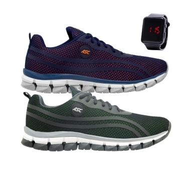 Imagem de Kit 2 Tênis Gmm Shoes Esportivo para Academia Caminhada Resistente + Relógio Masculino-Masculino