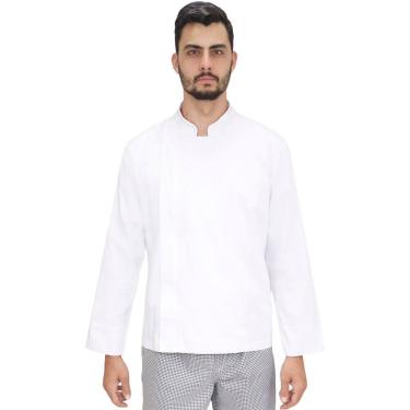 Imagem de Dólmã chef de cozinha masculino com Zíper em algodão