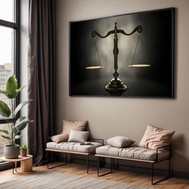 Imagem de Quadro com Moldura Sala Quarto 90x60 Balança Justiça Decorativo Horizontal Grande Hall