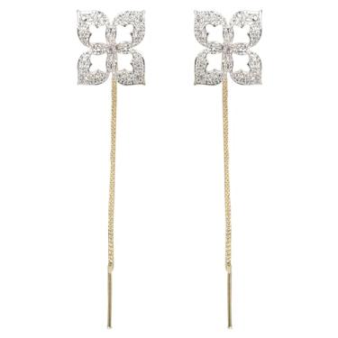 Imagem de Touchstone Brincos de pérola sintética de zircônia cúbica CZ com corte redondo oval de diamante sintético banhado a ouro e branco e dourado, Zircônia cúbica, Sem Pedra Preciosa