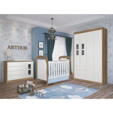 Imagem de Jogo de Quarto para Bebê Completo Joãozinho Branco Fosco com Mezzo - Reller