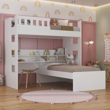 Imagem de Beliche Infantil/Juvenil com Escrivaninha e Nichos