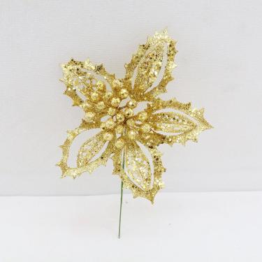 Imagem de Pick Natalino Flor com Frutinhas Douradas 18,5CM - Festive