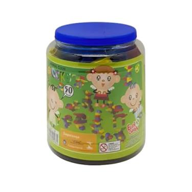 Imagem de Blocos de Montar 50 Peças Coloridas Brinquedo Infantil Estimule a Imaginação e Criatividade Peças de Encaixar Para Crianças Acima de 3 anos Premium