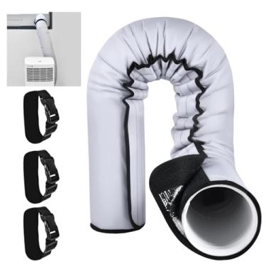 Imagem de YoleShy Manga de isolamento de mangueira portátil CA grossa e portátil para ar condicionado para 12,7 cm e 15 cm de diâmetro fácil instalação envoltório de isolamento de duto CA com 3 faixas de fivela