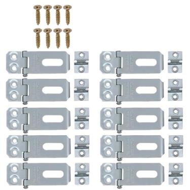 Imagem de Dobradiça Porta Cadeado Fecho Trinco Zincado 1,5" Para Portão Gaveta Armário | Silvana | Kit 10 Un