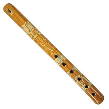 Imagem de Mia Jewel Shop - Flauta de madeira de bambu colorida feita à mão | Padrão de natureza tribal | Gravador nativo para iniciantes, amantes de meditação e música (amarelo)