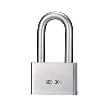 Imagem de Cadeados externos Cadeados Cadeados Cadeados com 4 Chaves Aço Inoxidável Engrossar Impermeável Antiferrugem Anti-Roubo Armazém Grande Fechadura de Gaveta de Porta de Ferro (Cor: Aço Inoxidável Tamanho