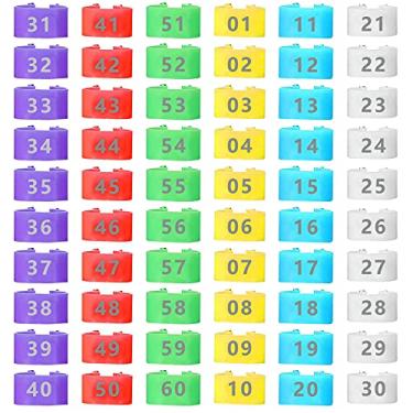 Imagem de Emsiok 60 Peças De Faixas Tornozelo Frango 16 Mm Etiquetas Identificação Com Clipe Anéis Perna Multicoloridos Pulseiras Numeradas Para Pintinhos Faixa Pé Pato Galinhas Aves Caça Peru Ganso