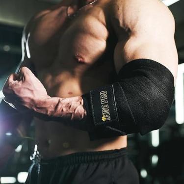 Imagem de Cotovelos de 119 cm para levantamento de peso (1 par) - Suporte de cotovelo de manga elástica para supino, treinamento cruzado, levantamento de peso de compressão, fitness, treino de academia - tiras