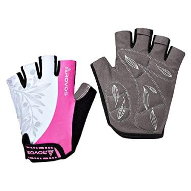 Imagem de Luvas femininas ROVOS leves e antiderrapantes de 5 mm para ciclismo, luvas respiráveis para ciclismo, ciclismo, ciclismo, equitação, academia, esportes, rosa, Small
