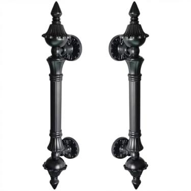 Imagem de Puxador Duplo Classic 335mm Porta Pivotante Correr Passagem Madeira Vidro Colonial Clássico Rústico Retrô Máxima Metais (Preto Fosco)