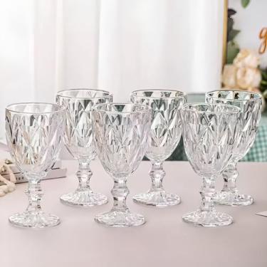 Imagem de Jogo Taças Diamante Vidro 340ml Copo Diamond Moderno Luxo - Prati Casa