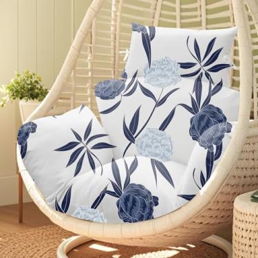 Imagem de Uthem Almofada de substituição para cadeira de ovo à prova d'água 119 x 80 x 12 cm, almofada para cadeira de balanço de ovos, para ambientes internos e externos, vime de vime, rede de vime, cesta com