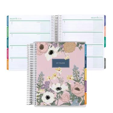 Imagem de Erin Condren Agenda de vida em espiral de 12 meses (julho de 2025 a junho de 2026), calendário semanal e mensal de 17,78 x 23 cm, papel de peso de texto de 36 kg, capas de buquê, tema hexagonal