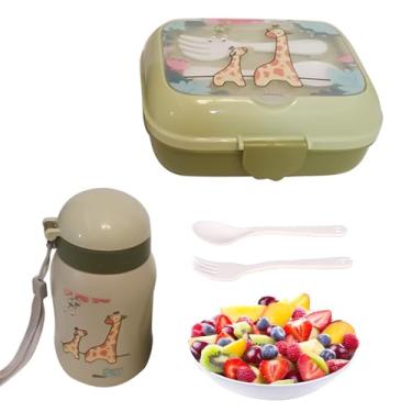 Imagem de Lunhana infantil, lancheira crianças, Lancheira criança, Com Fork & Spoon à prova de vazamentos de vazamento em recipiente de design de desenhos animados para viajar para viagens para piquenique