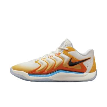 Imagem de Nike Tênis de basquete masculino KD 17 NRG 'Aunt Pearl' 2024 (FZ1518 600), University Gold/Safety Orange/University Blue/Black, 46