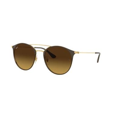 Imagem de Ray-Ban RB3546 Óculos de sol redondos de metal, Brown on Gold/Brown Gradient, 49 mm
