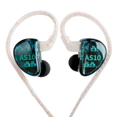 Imagem de KZ AS10 Monitores fones de ouvido fones de ouvido 5 controladores de armadura equilibrada, fones de ouvido com cancelamento de ruído IEMS com cabo destacável de 2 pinos para igreja cantora músico