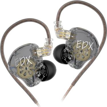 Imagem de Fones de ouvido intra-auriculares dinâmicos KZ EDX Lite, fones de ouvido HiFi com cabo destacável 0,75 mm, monitor intra-auricular Audiphiles (cinza, sem microfone)