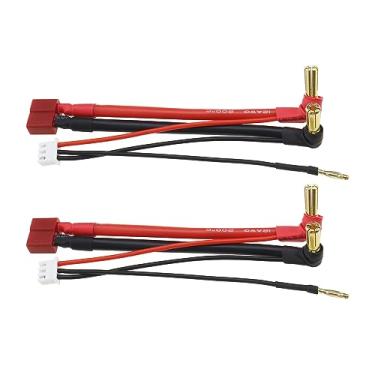 Imagem de The Lord of the Tools 2 peças Cabo conector de capa dura para carro RC para baterias de lítio 2S 7,4V RC Car T-Plug 90° 5,0 mm Banana Plug Cabo de carregamento de bateria de lítio 12AWG