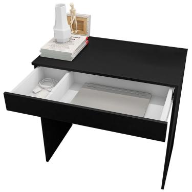 Imagem de Mesa Escrivaninha Bp 100% Mdf 80cm Com 01 Gaveta Preto