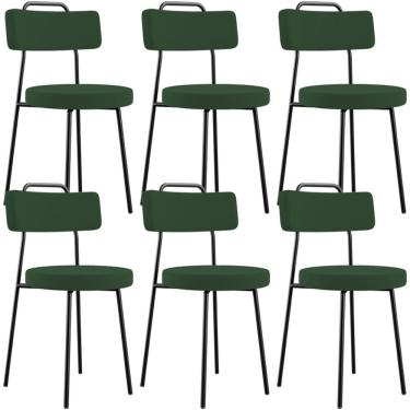 Imagem de Kit 06 Cadeiras Decorativas Estofada Sala De Jantar Barcelona L02 Suede Verde Musgo - Lyam Decor