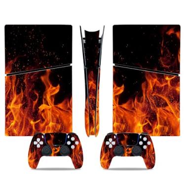 Imagem de Adesivo Skin para PS5 Slim Digital, conjunto completo de decalque de vinil para console e controle (laranja)