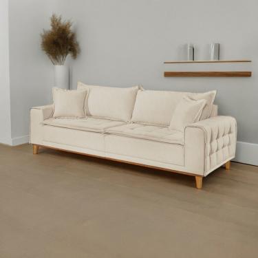 Imagem de Sofá Fixo Orfeu Até 3 Lugares Luxo 2,20m Bege Claro