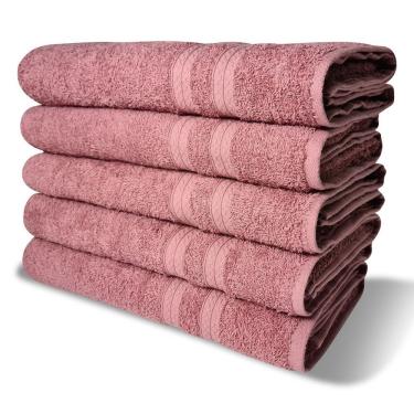 Imagem de Kit 5 Toalhas De Banho 430g/m² Grande Grossa 80x150cm Itália Soft Rosê