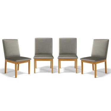 Imagem de Kit Com 4 Cadeiras Daniela Madeira Maciça Estofada Para Mesa De Jantar Veludo Chumbo 109