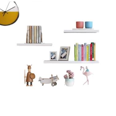 Imagem de Kit 4 Prateleiras reta 20/30/40/50 nicho Mdf Branco Suporte decoração sala quarto banheiro escritório