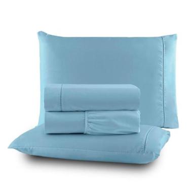 Imagem de Roupa de Cama Lençol Casal 200 Fios Algodão 4 Peças em Ponto Palito An