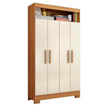 Imagem de Armário Multiuso 4 portas e Nicho NT4040 Notável Móveis, Freijó/Off Wh