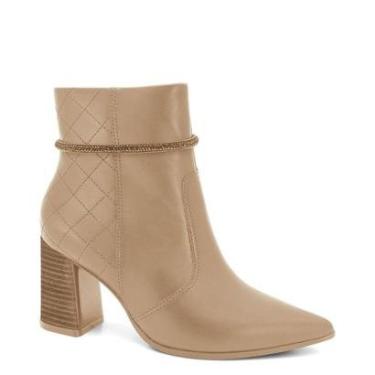 Imagem de Bota Ramarim Cano Curto Caqui Com Strass Feminina-Feminino