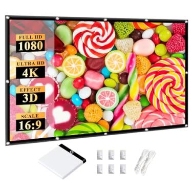 Imagem de HOIN Tela De Projeção Portátil Para Áreas Externas 150": 16:9, Dobrável, Anti-Vincos, Com Suporte, Dupla Face, Home Theater