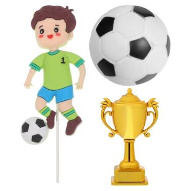 Imagem de Toyvian 1 Conjunto De Decoração Para Topo De Bolo De Futebol: Troféu De Bola De Futebol E Figura De Jogador De Futebol - Ideal Para Festa De Aniversário Com Tema De Futebol Para Meninos E